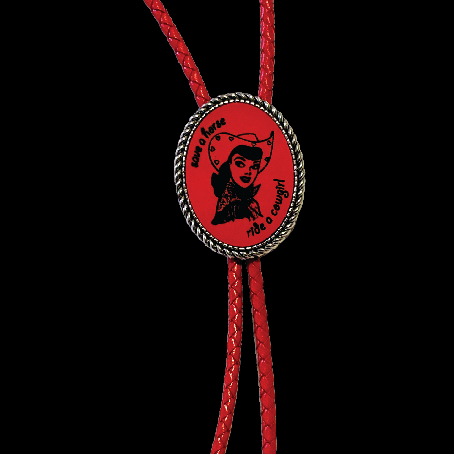 Cowgirl Red Faux Leather Bolo Tie
