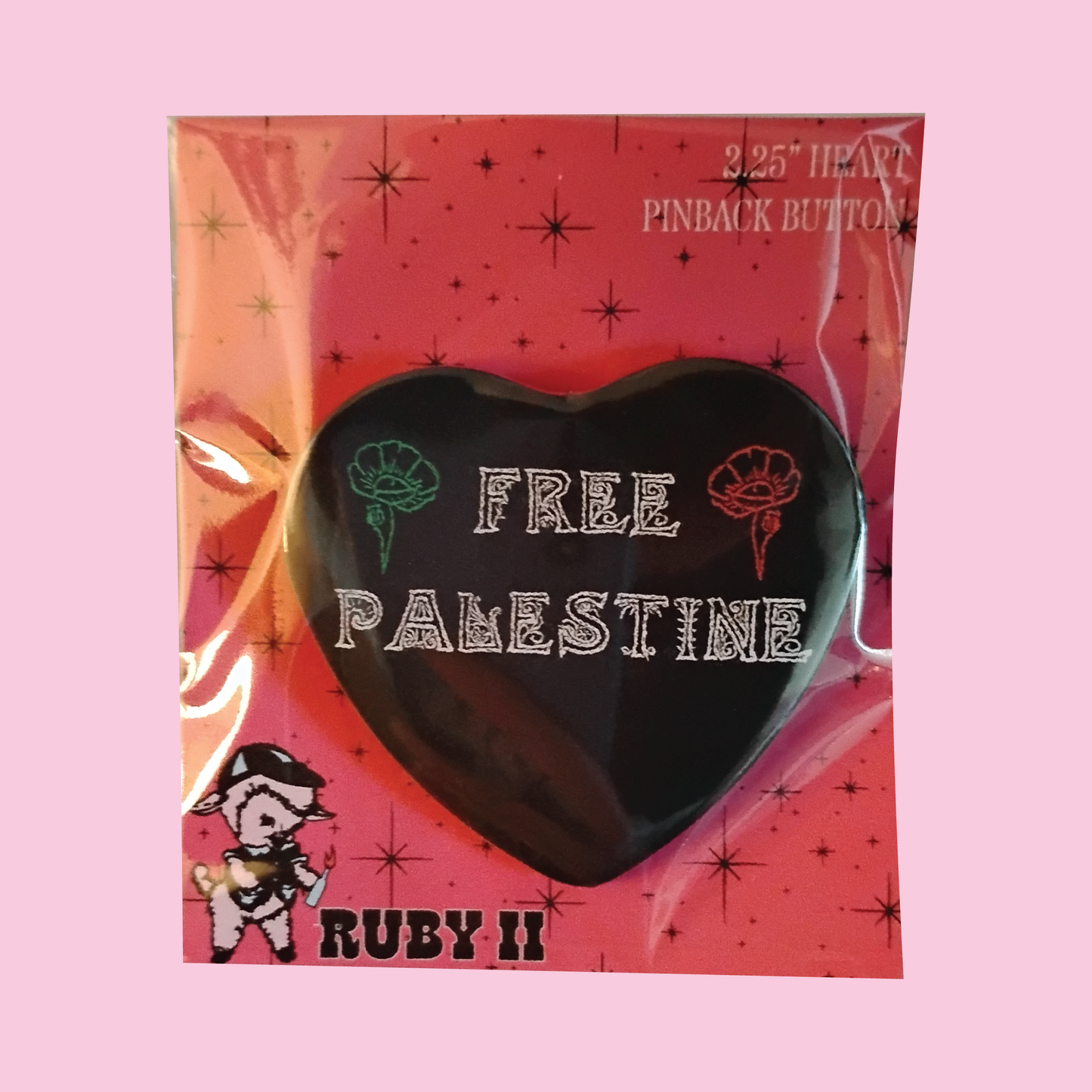 Free Palestine Embroidered Heart Pin - Contribute to Hazem & Amani's GoFundMe
