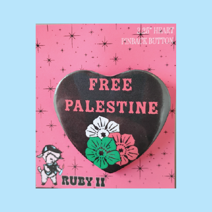 Free Palestine Floral Heart Pin - Contribute to Hazem & Amani's GoFundMe