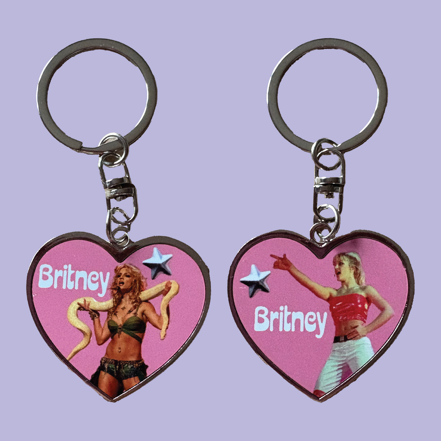 Britney Spears Heart Keychain Double Sided