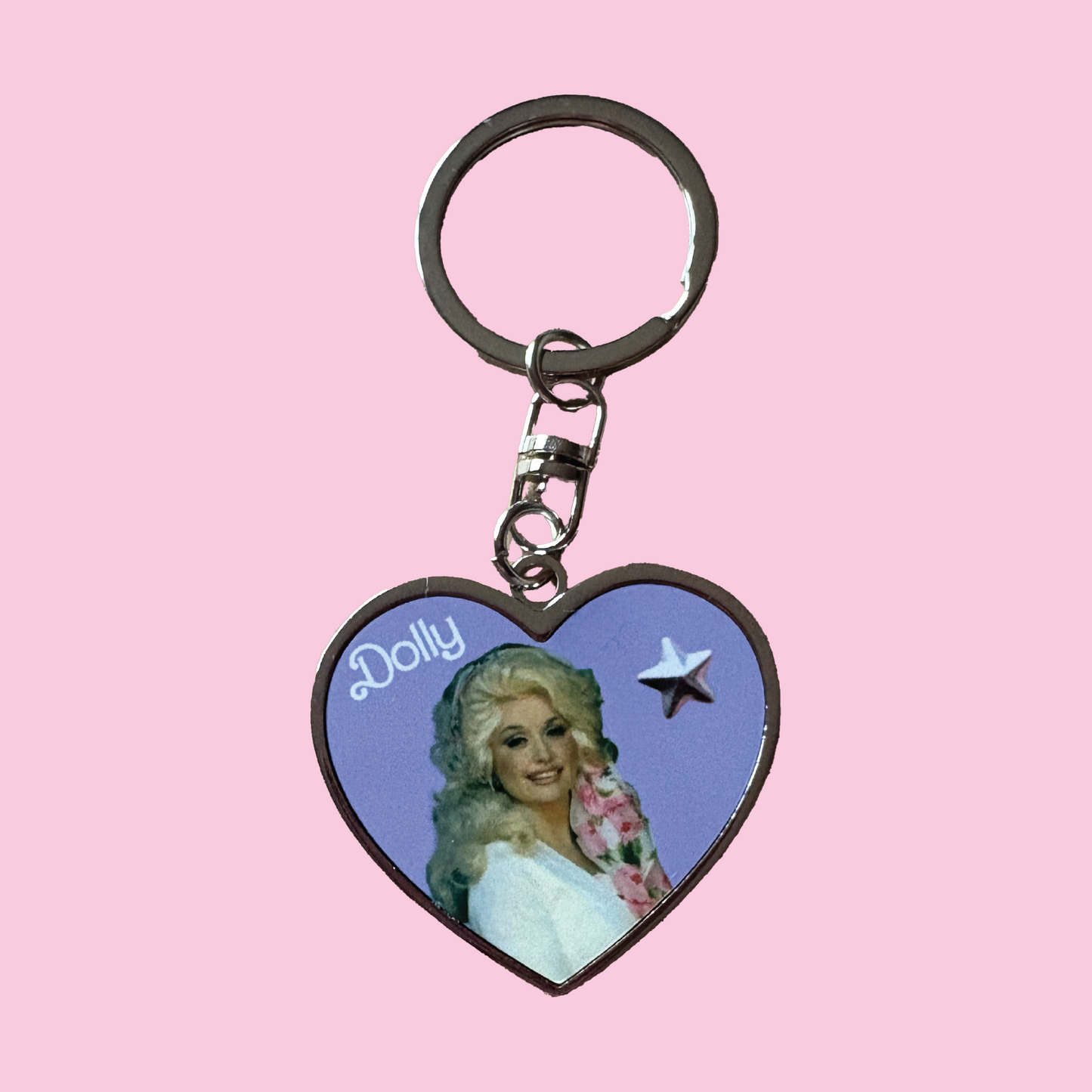 Dolly Parton Heart Keychain Double Sided