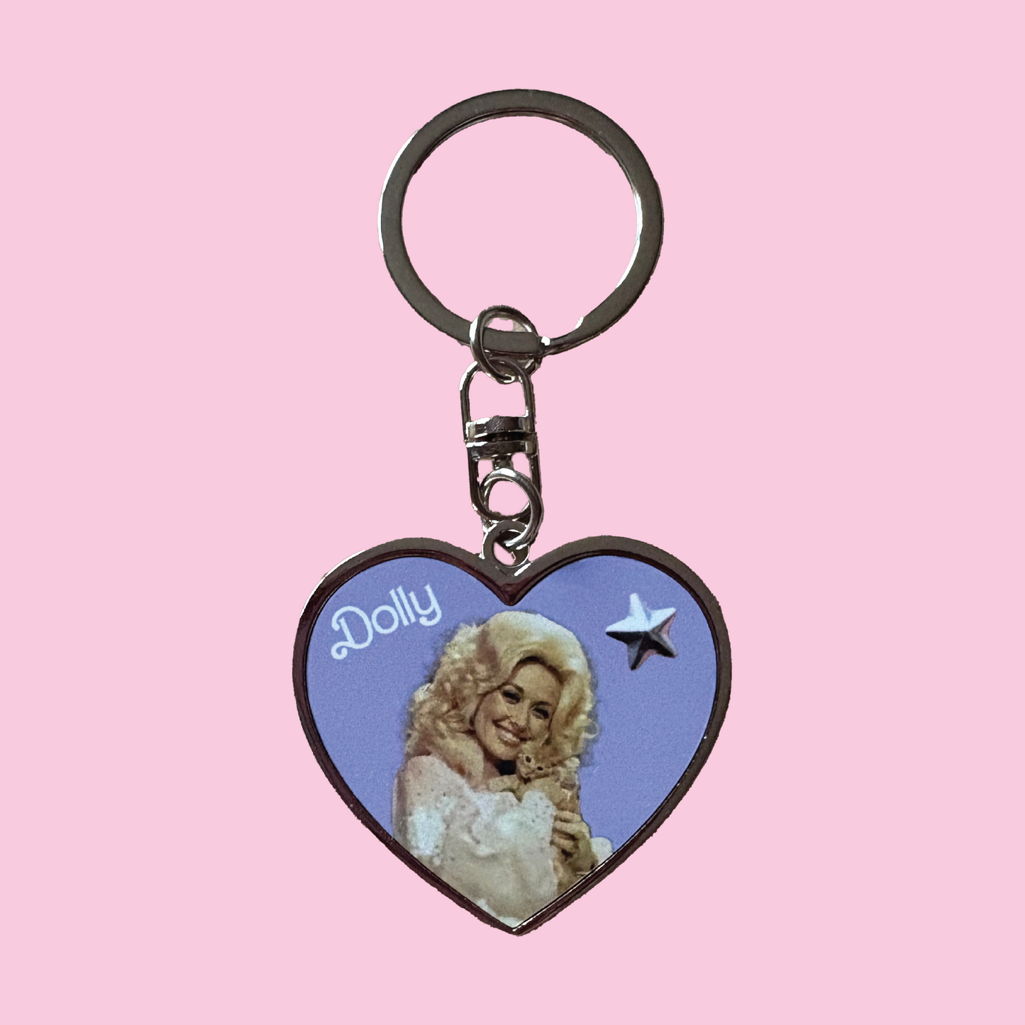 Dolly Parton Heart Keychain Double Sided