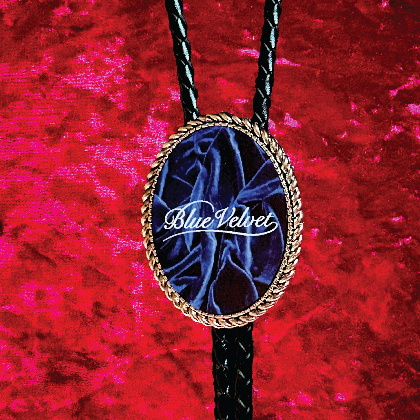 Blue Velvet Leather Bolo Tie