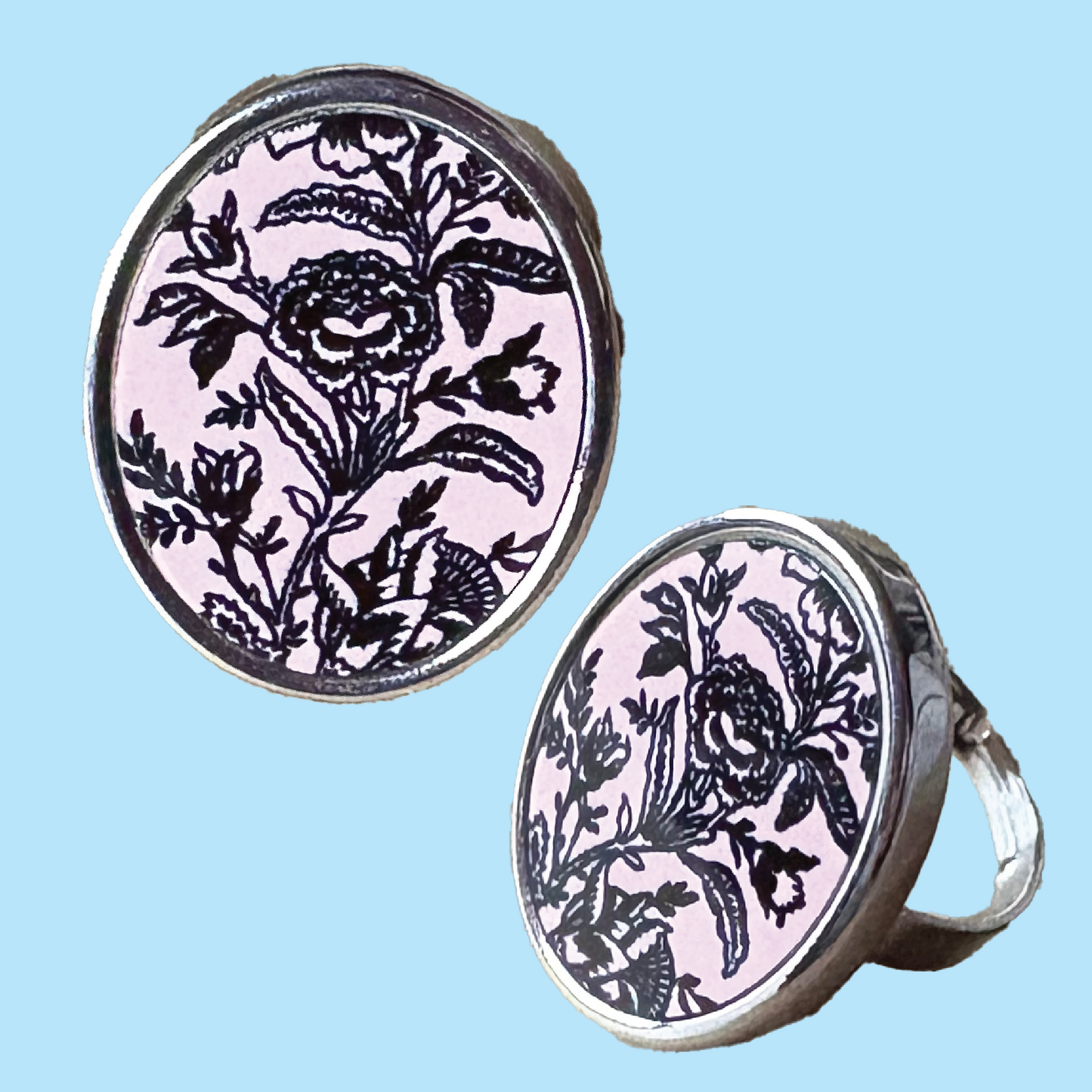 Pink Floral Statement Ring