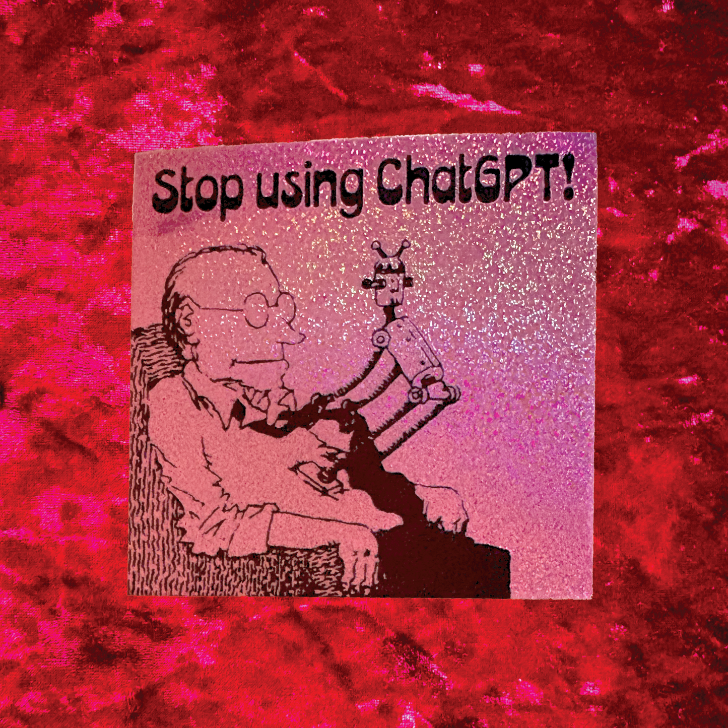 Stop Using ChatGPT Pixie Glitter Sticker