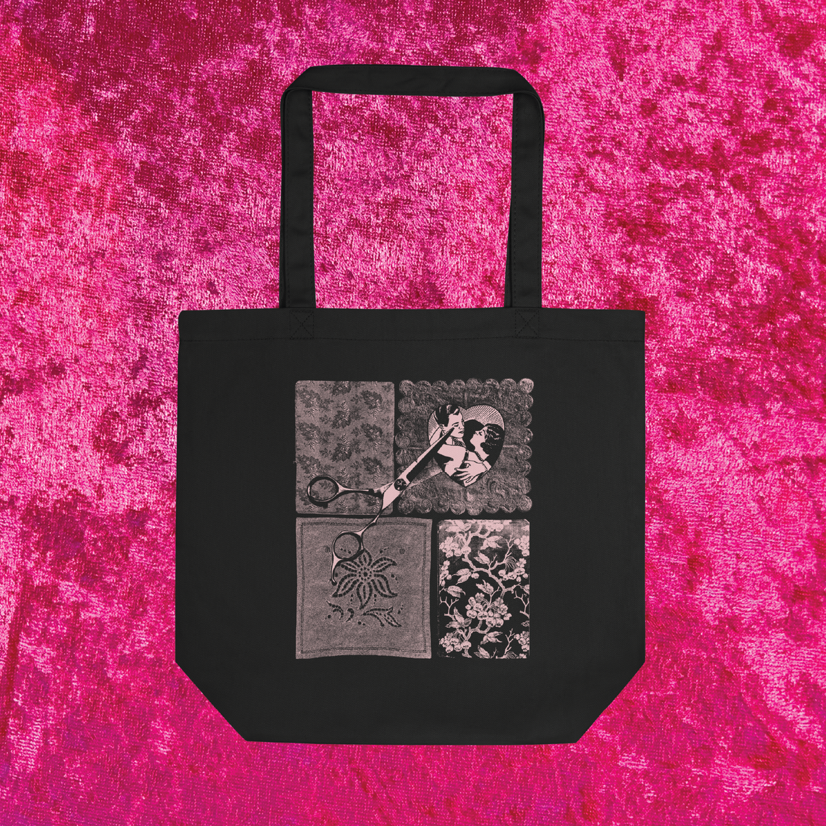 Cutout Black Cotton Tote Bag