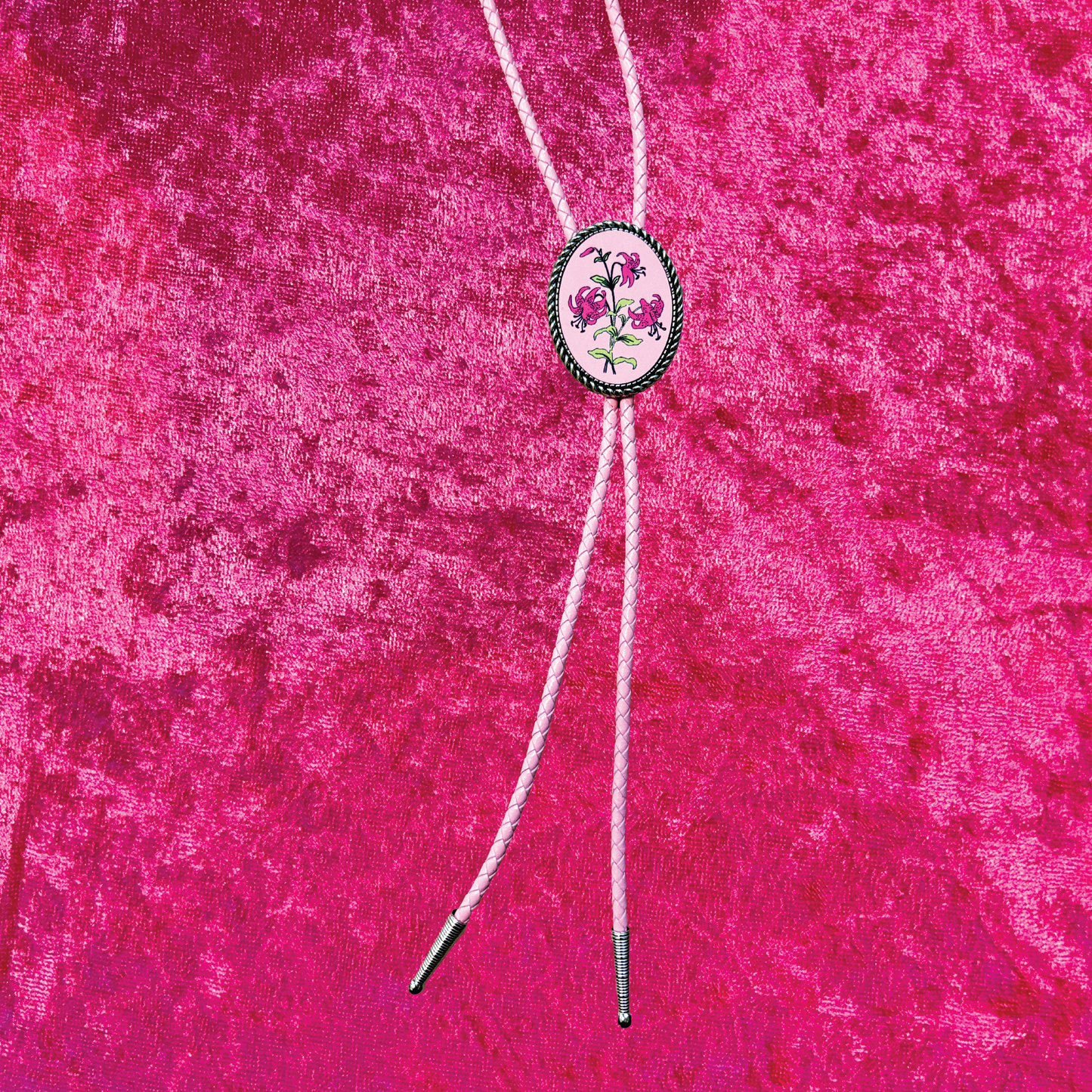 Tiger Lily Pink Faux Leather Bolo Tie
