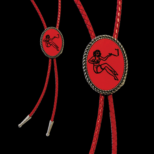 Little Lady Red Faux Leather Bolo Tie