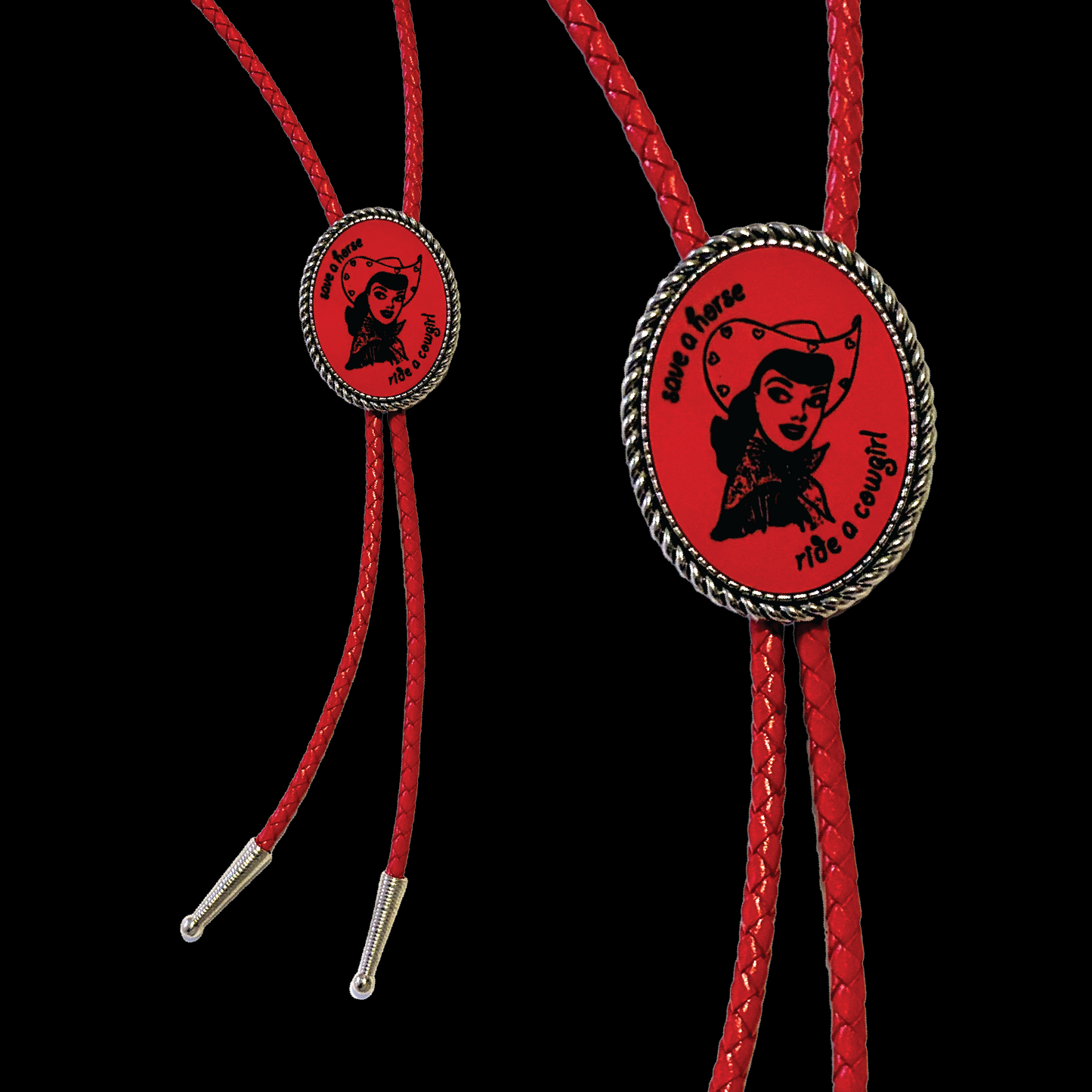 Cowgirl Red Faux Leather Bolo Tie