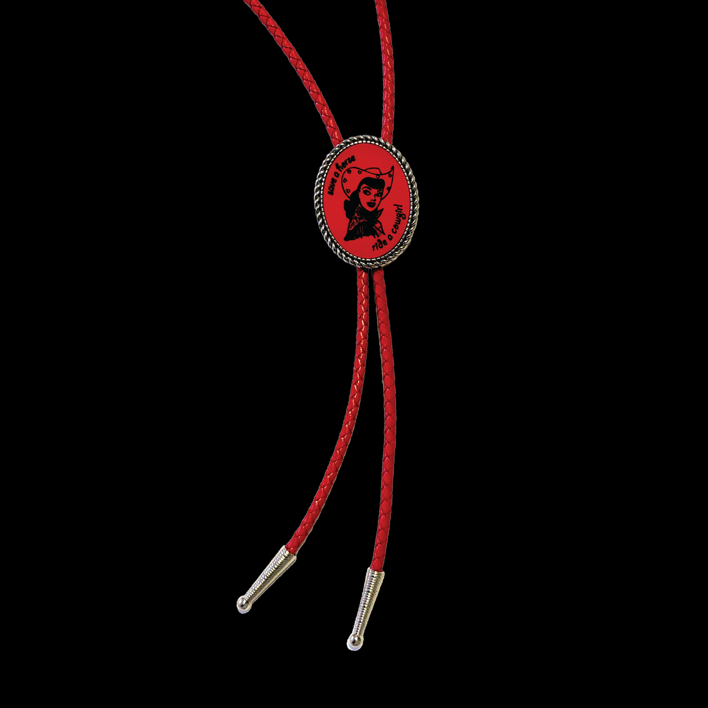 Cowgirl Red Faux Leather Bolo Tie