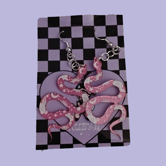 Pink Snake Earrings