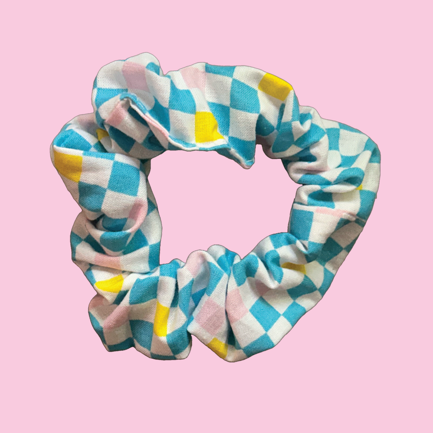 Blue Check Scrunchie