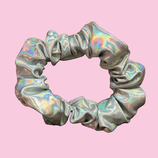 Holographic Silver Scrunchie