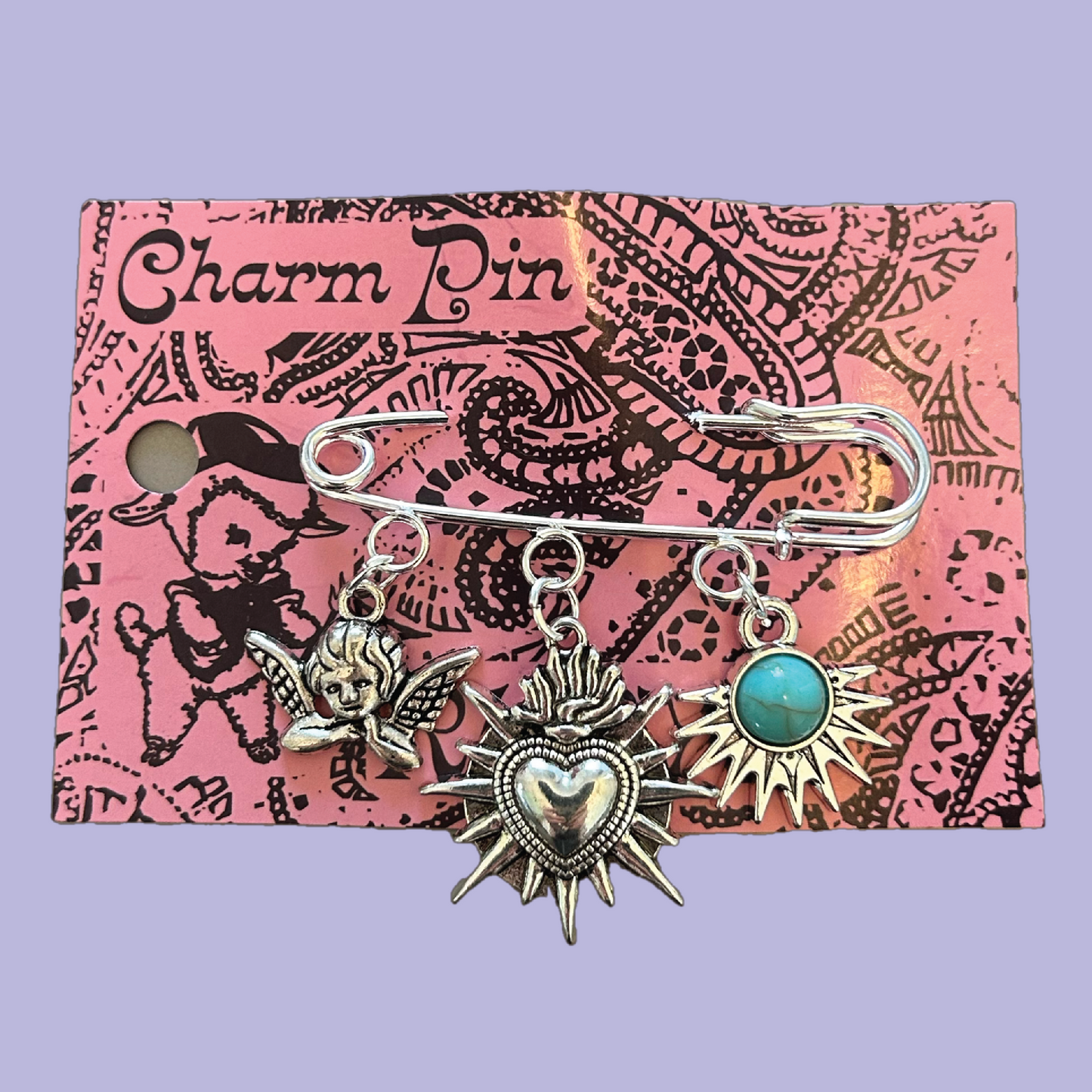 Starburst Sacred Heart Charm Pin