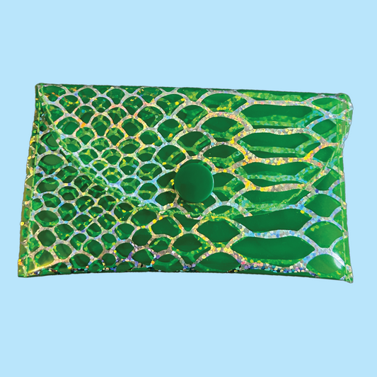 Green Reptile Print Card Wallet