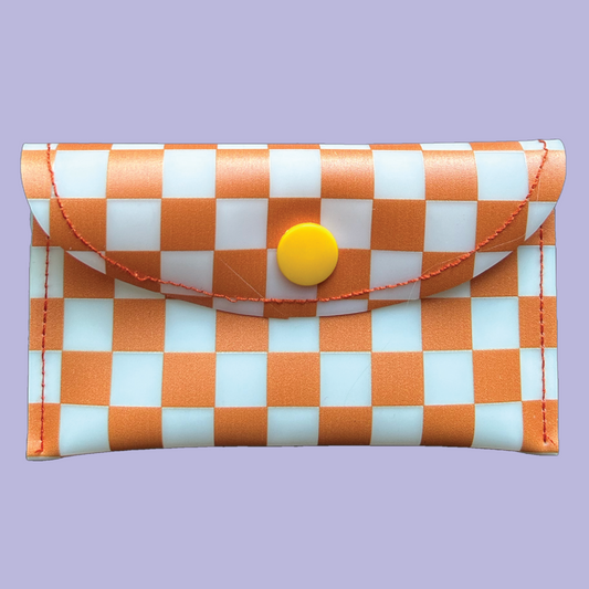 Orange Checker Card Wallet