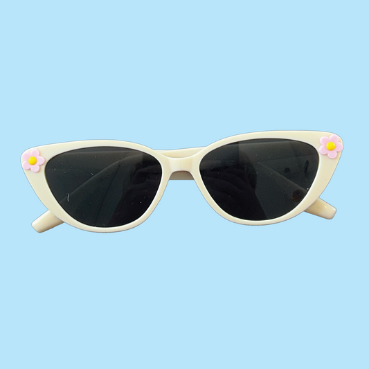 Cream & Pink Flower Sunglasses