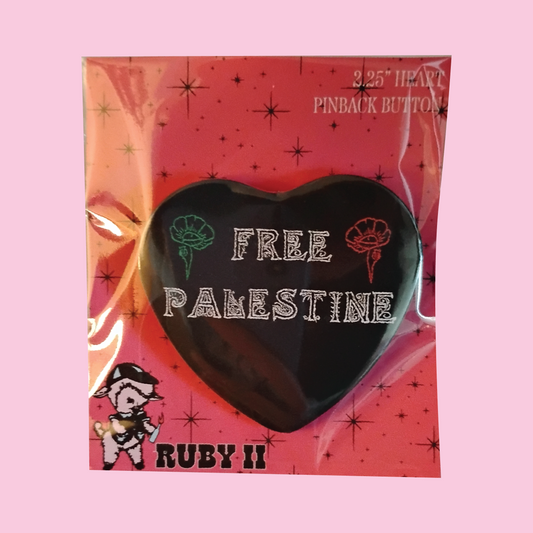 Free Palestine Embroidered Heart Pin