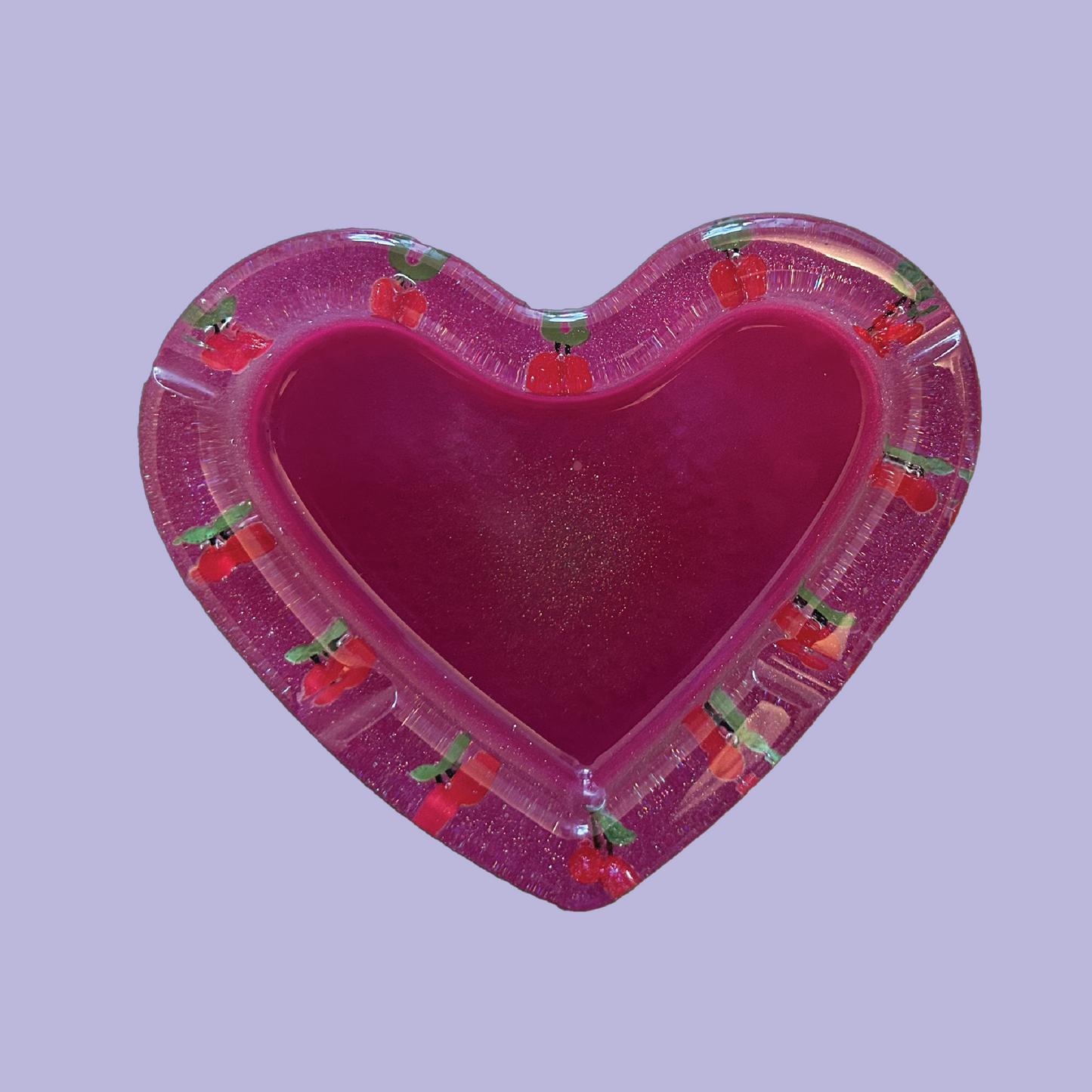 Pink Glitter Cherry Heart Ashtray