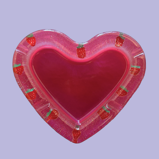 Pink Glitter Strawberry Heart Ashtray