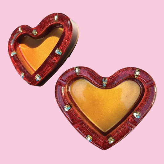 Glitter Red & Gold Heart Ashtray