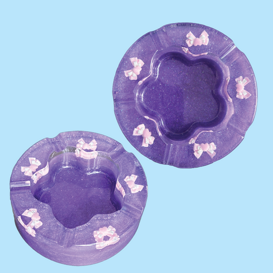 Purple Flower Ashtray - Pink Ribbons