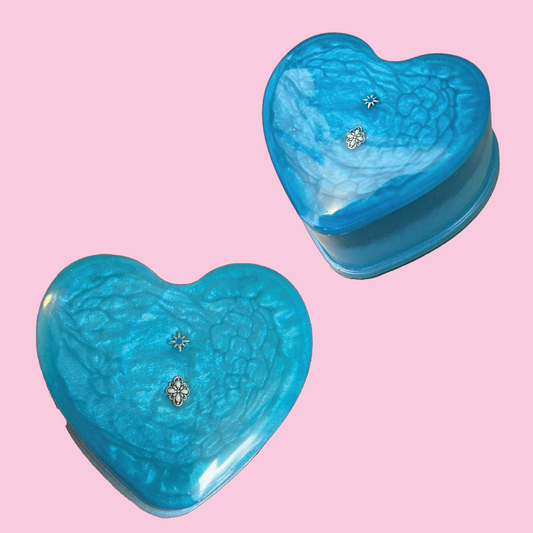 Heart Shaped Box - Sky Blue With Charms