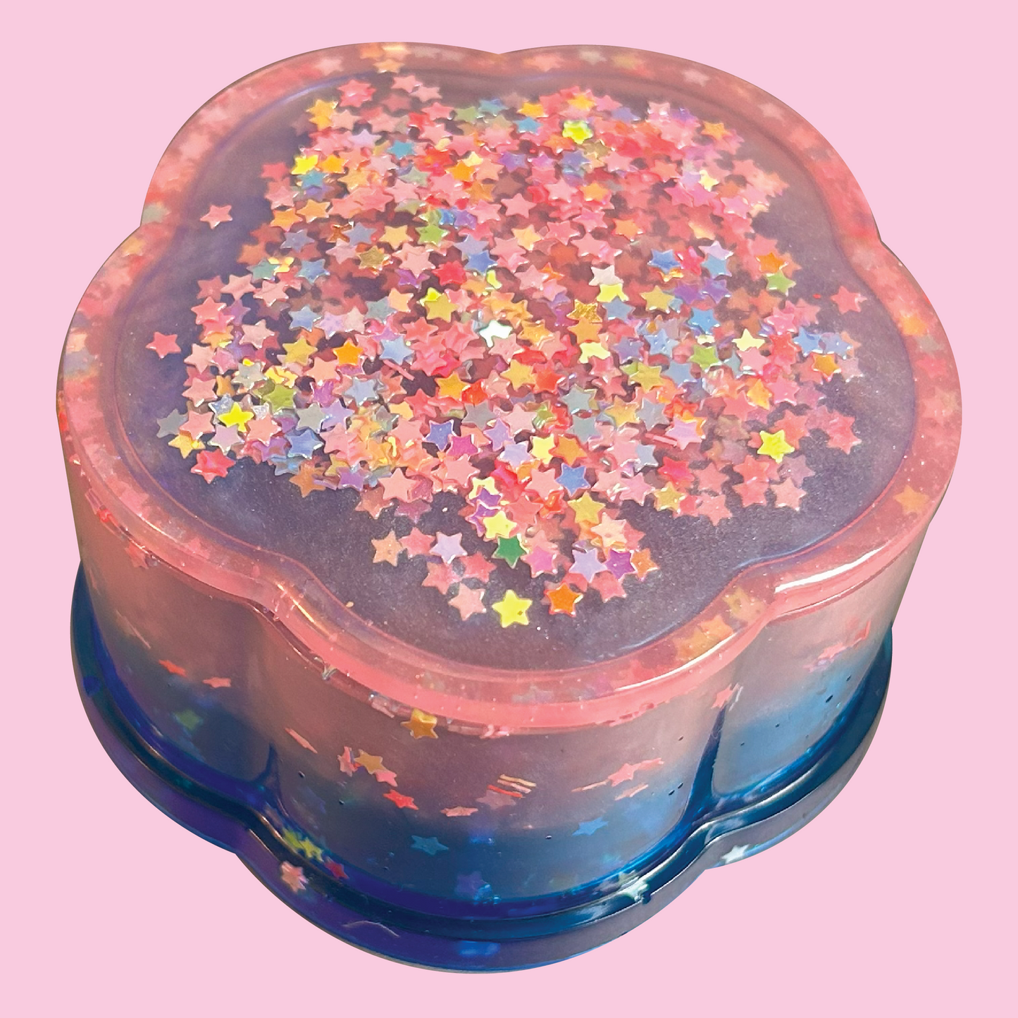 Flower Shaped Box - Pink and Blue Glitter