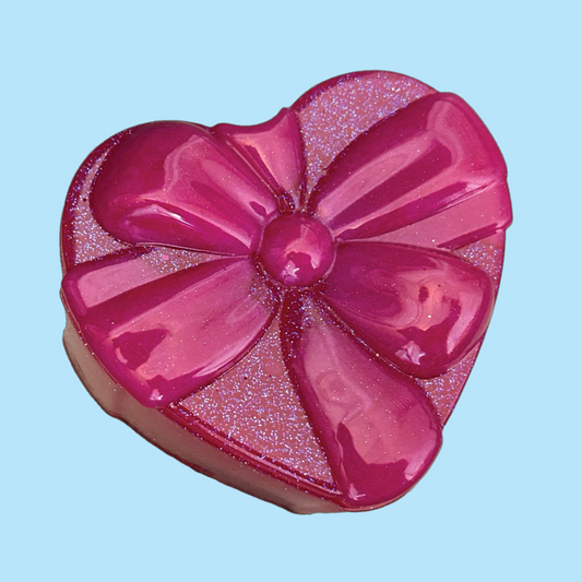 Shimmery Fuchsia Heart Shaped Box - Bow