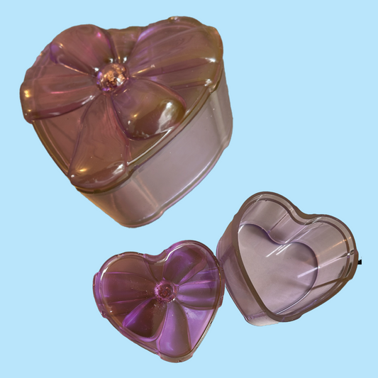 Translucent Purple Heart Shaped Box - Bow