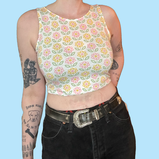 Mid Century Flower Crop Tank