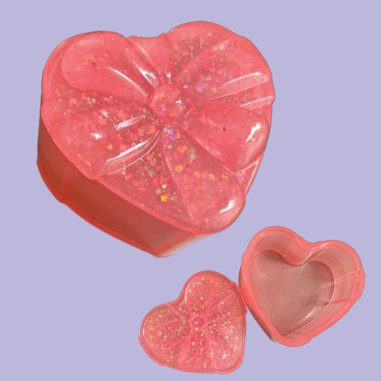 Pink Glitter Heart Shaped Box - Bow