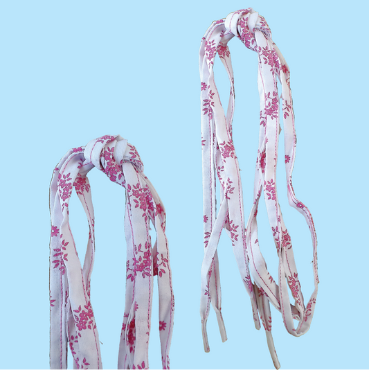 Pink & White Ditsy Floral Shoelaces