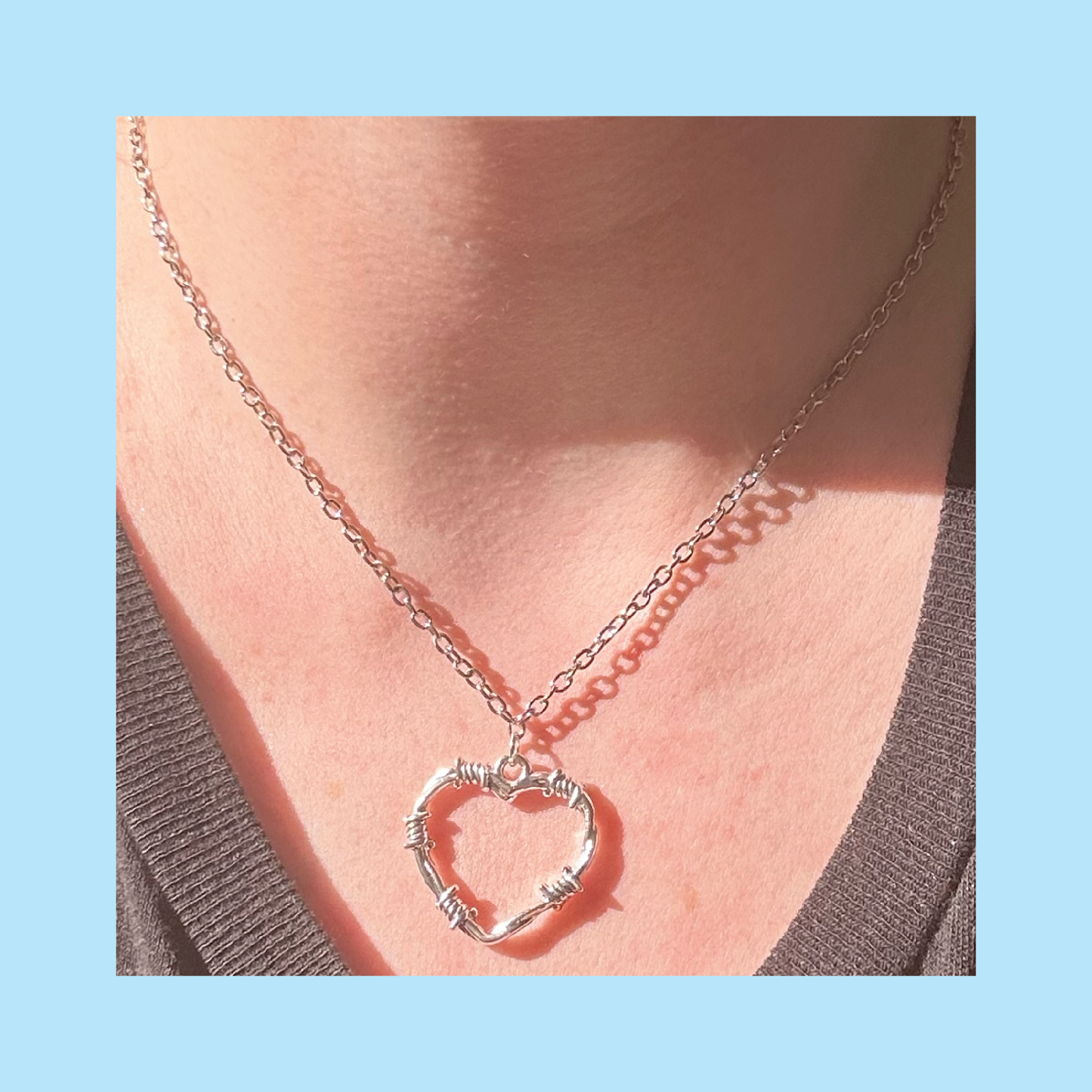 Barbed Wire Heart Necklace