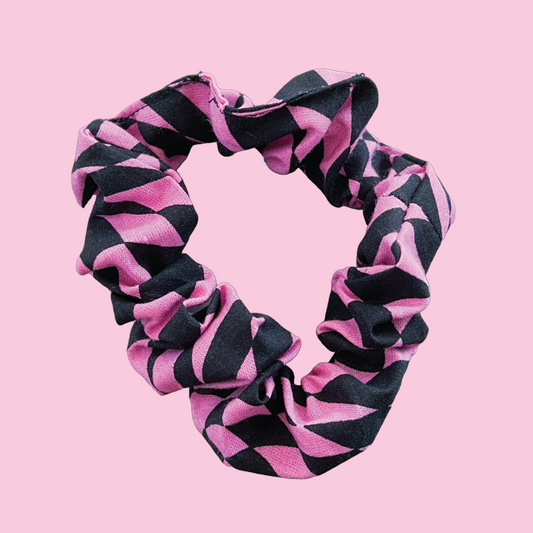 Pink Trippy Check Scrunchie