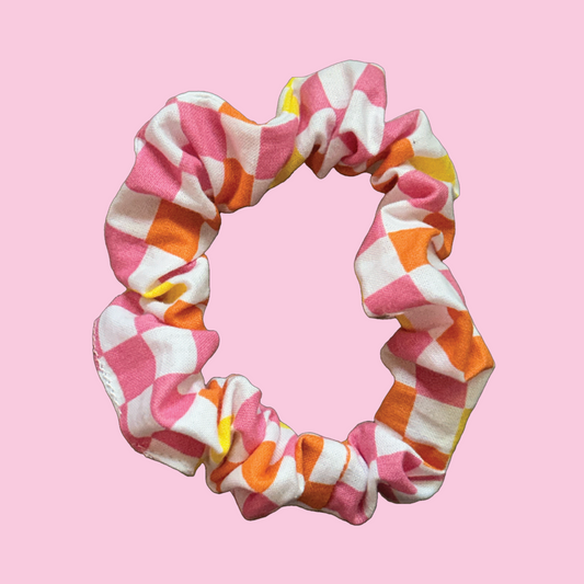 Pink Check Scrunchie