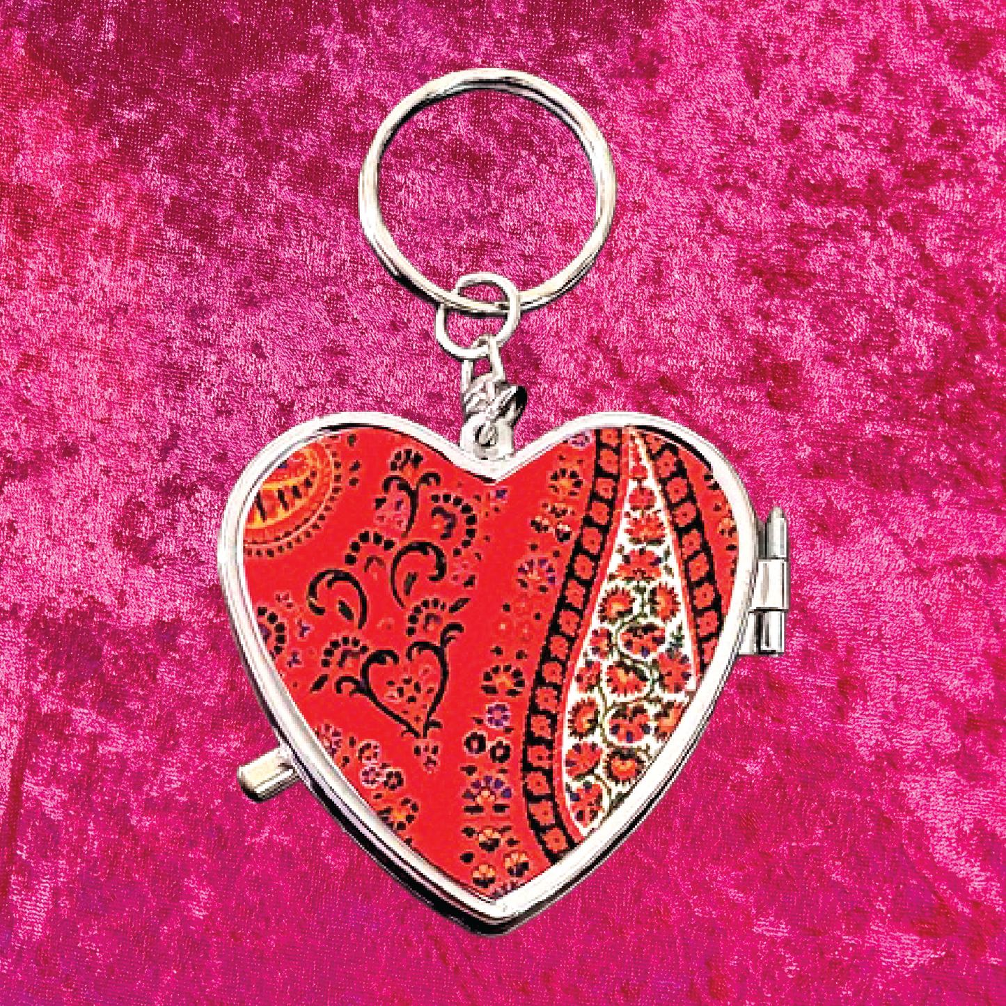 Paisley Heart Pill Box Keychain