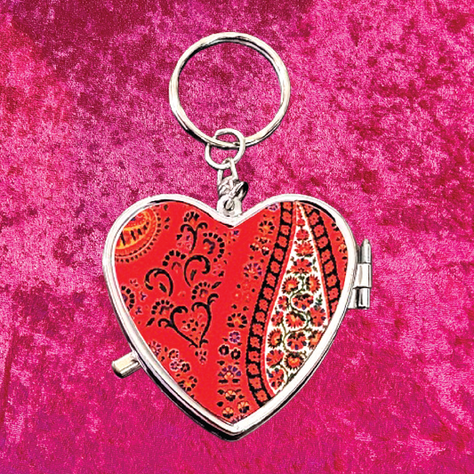 Paisley Heart Pill Box Keychain
