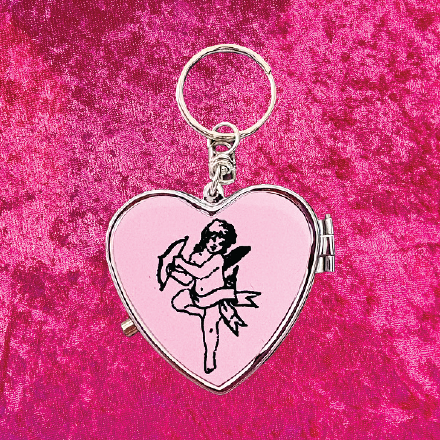 Cherub Heart Pill Box Keychain