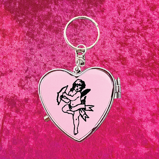 Cherub Heart Pill Box Keychain