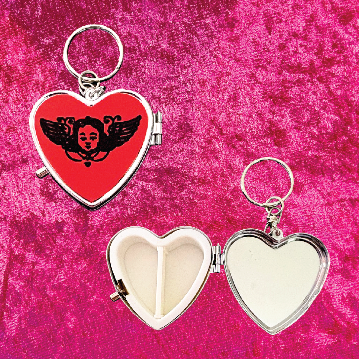 Angelic Heart Pill Box Keychain