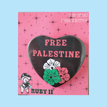 Free Palestine Floral Heart Pin