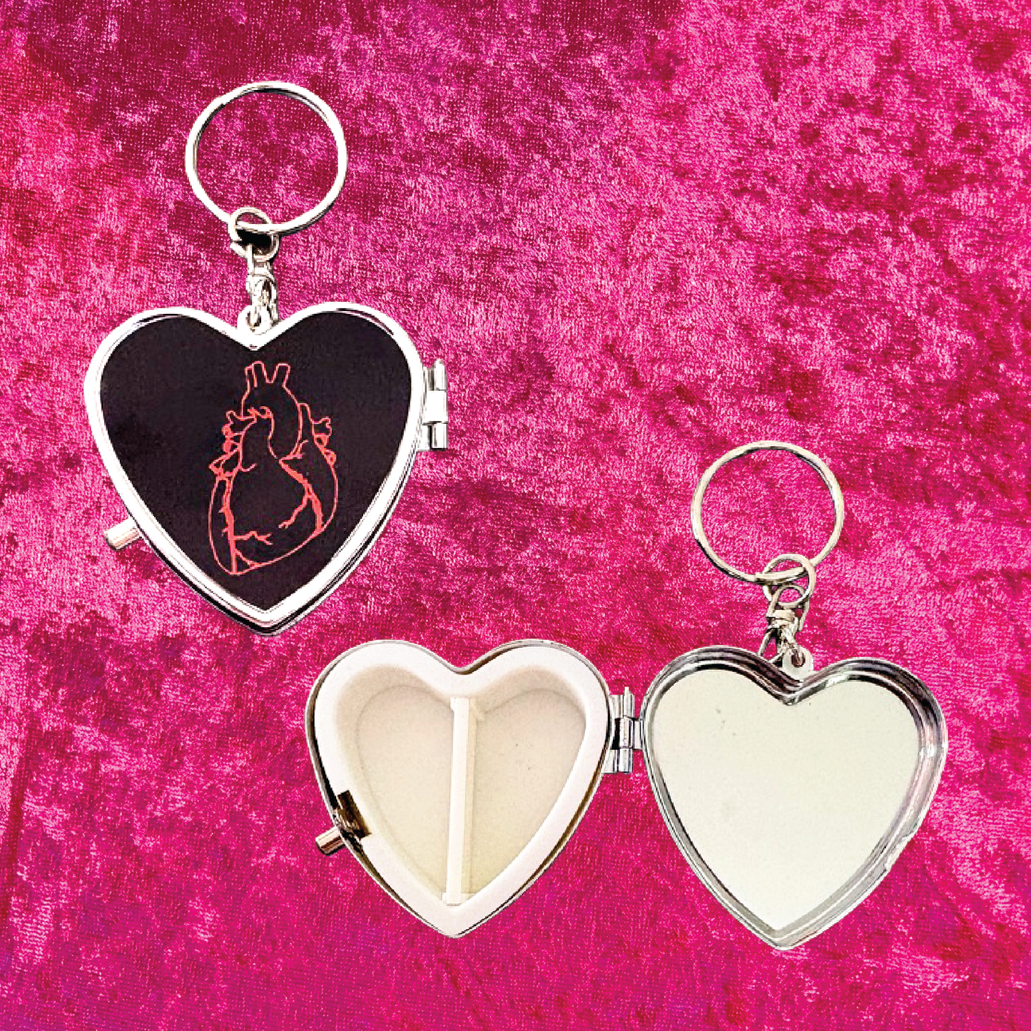 Anatomical Heart Pill Box Keychain
