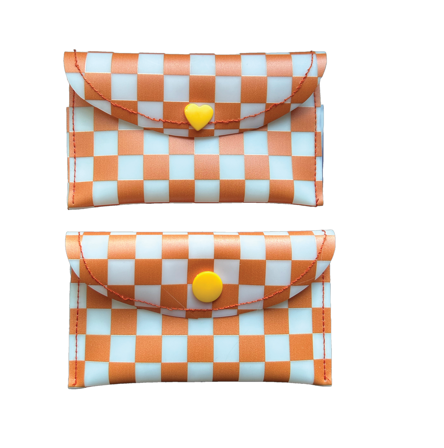 Orange Checker Card Wallet