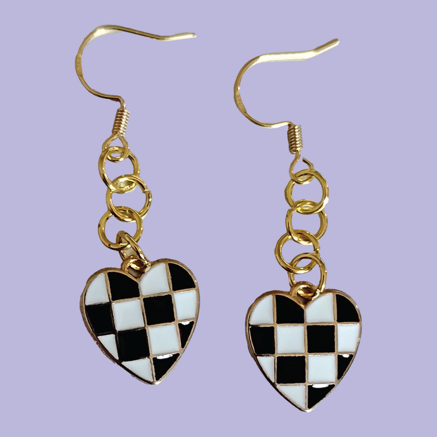 Checkered Heart Earrings