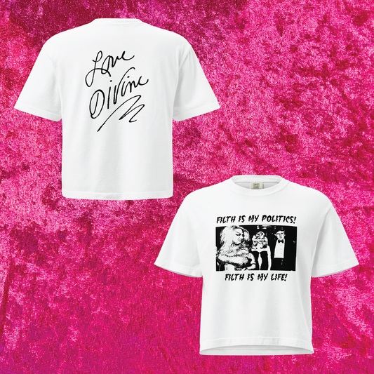 Love Divine Boxy Cropped Tee (White or Orchid Shirt)