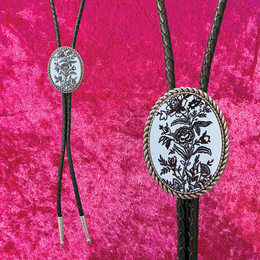 Floral Leather Bolo Tie