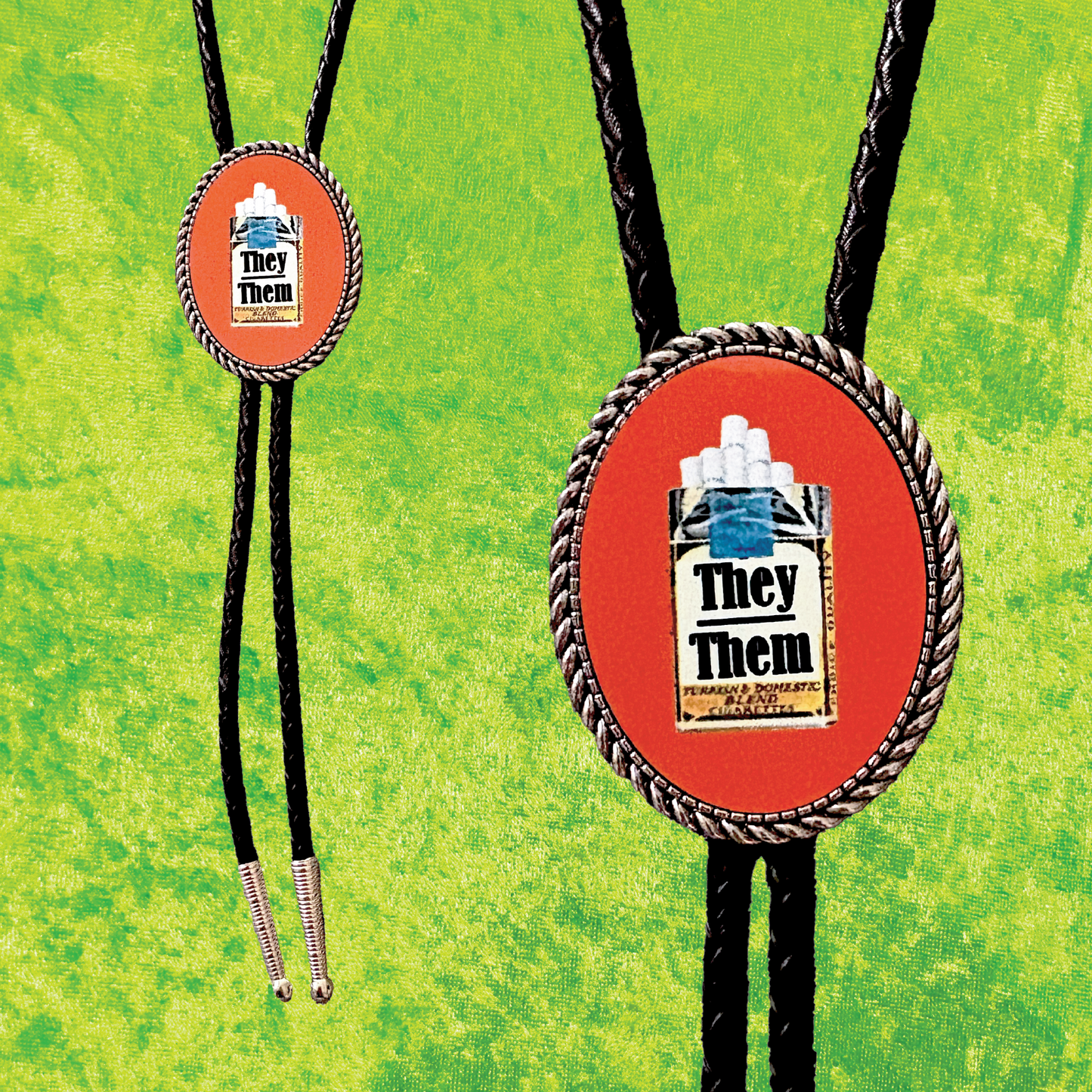 Cigarette Pronoun Leather Bolo Tie