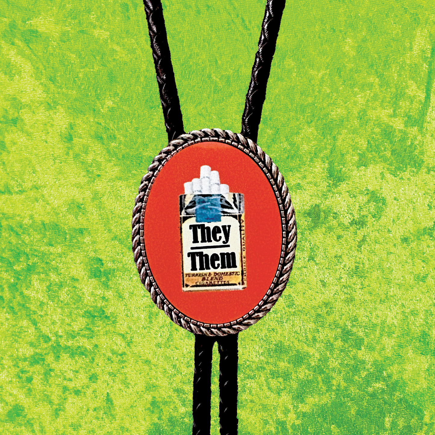 Cigarette Pronoun Leather Bolo Tie