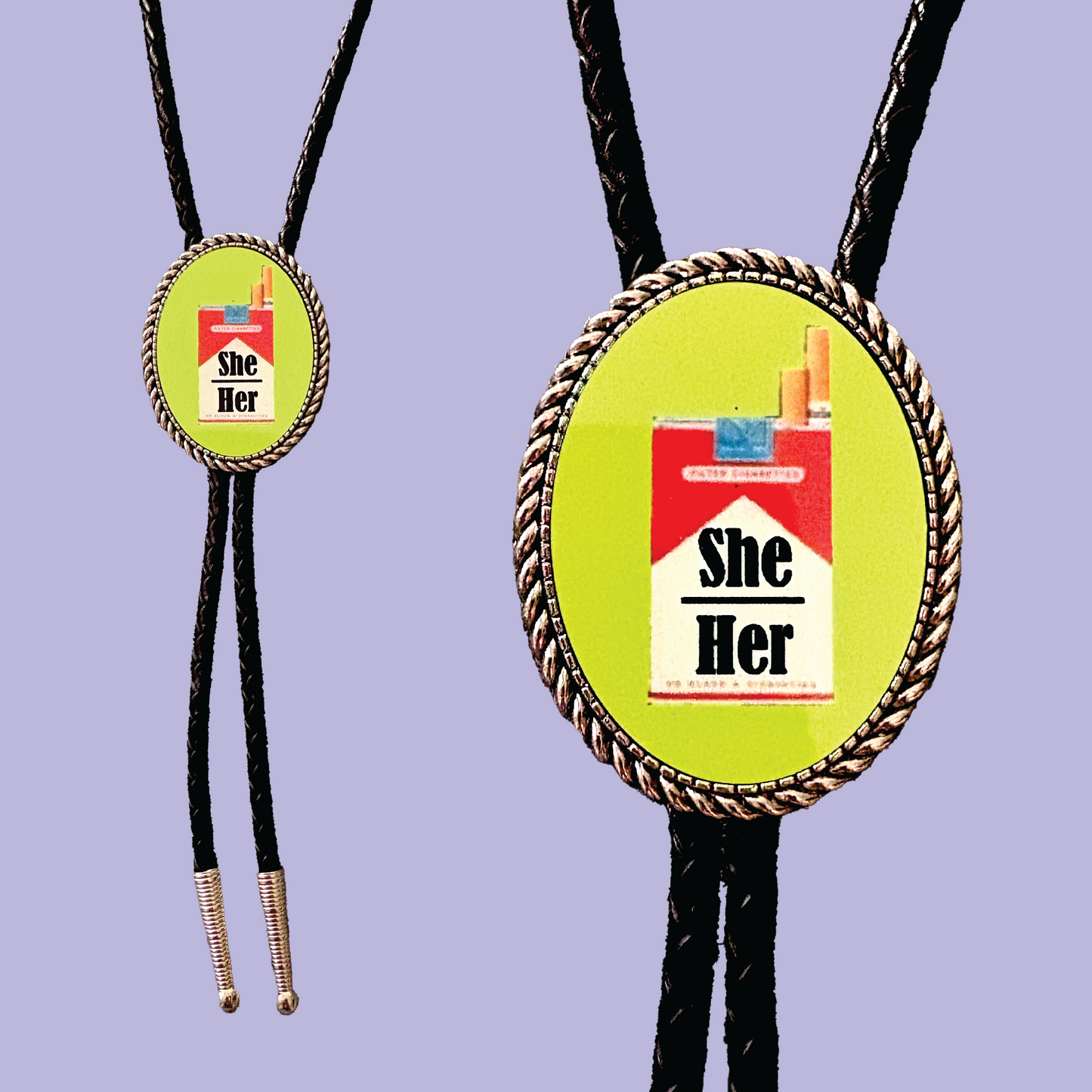 Cigarette Pronoun Leather Bolo Tie